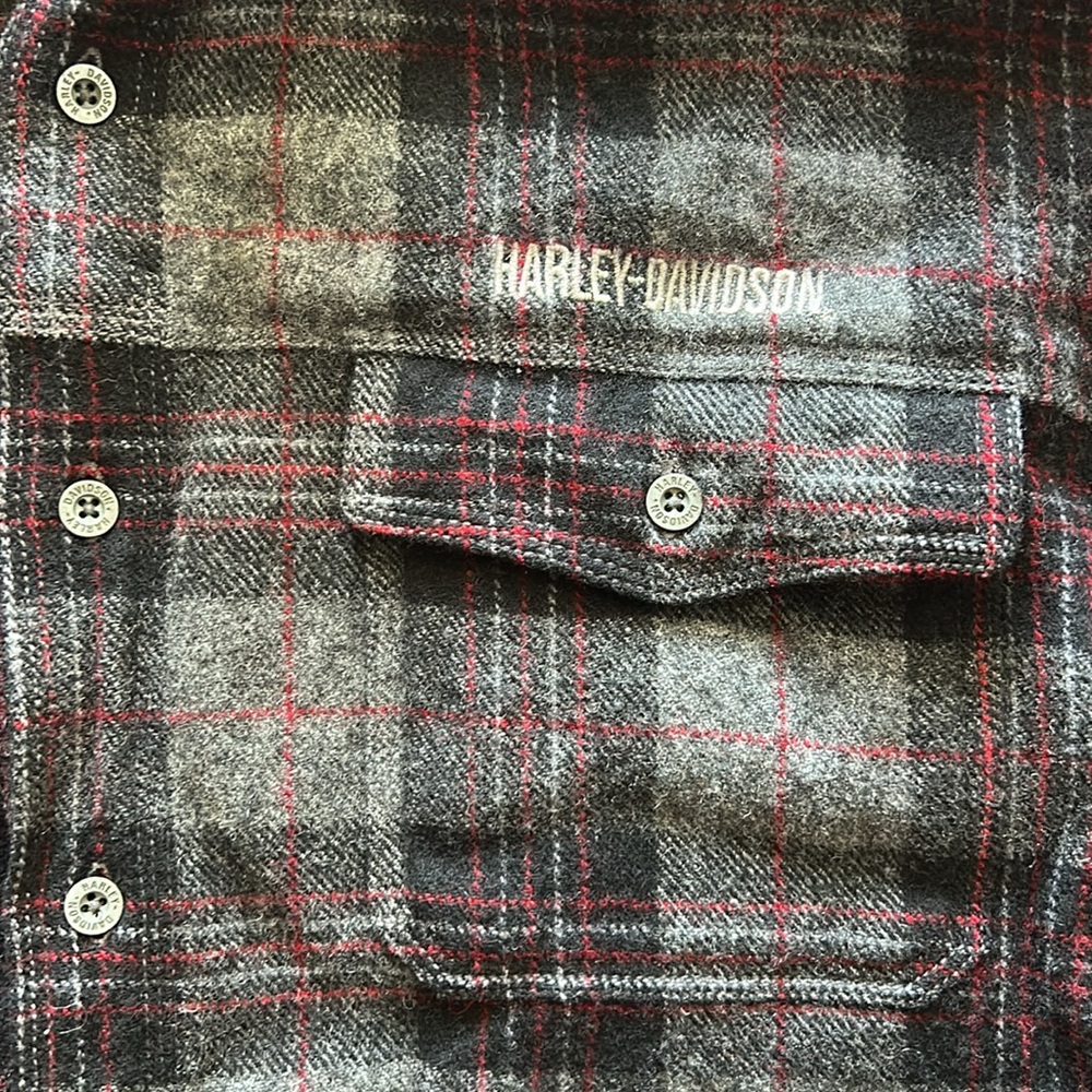 Harley-Davidson Black and Gray Plaid Shirt - Picture 4 of 8
